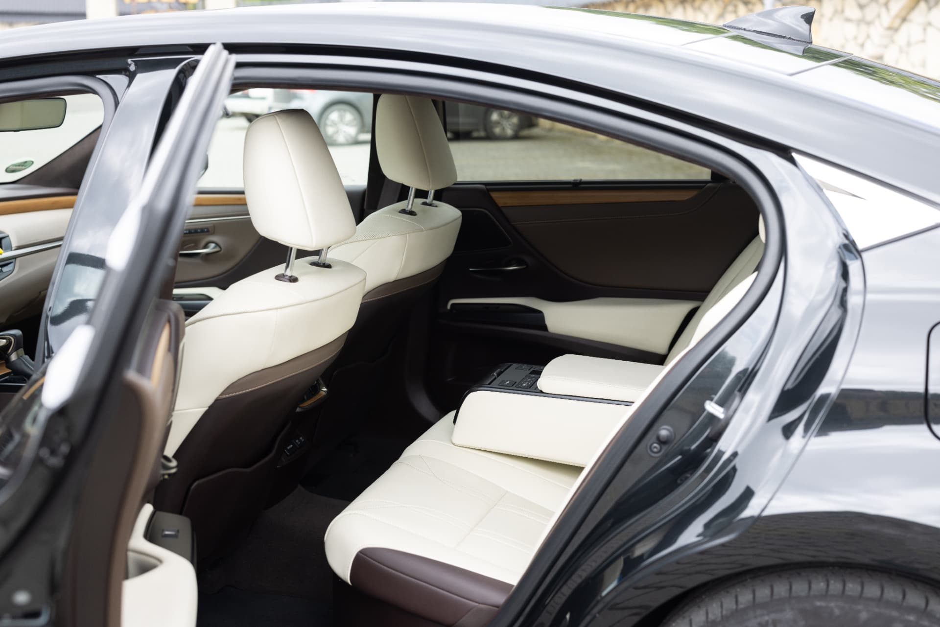 Cream leather rear seats in a freshly detailed car interior in Newcastle
